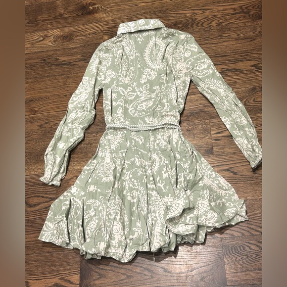Zara Light Green Paisley Long Sleeve Dress - Picture 8 of 12